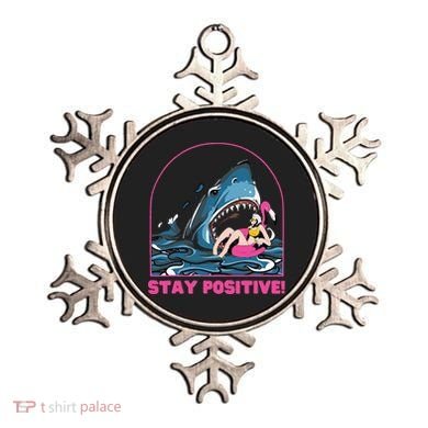 Funny Stay Positive Shark Beach Motivational Quote Ornament