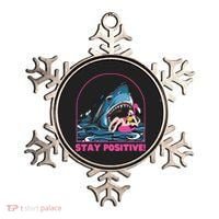 Funny Stay Positive Shark Beach Motivational Quote Ornament thumb 0