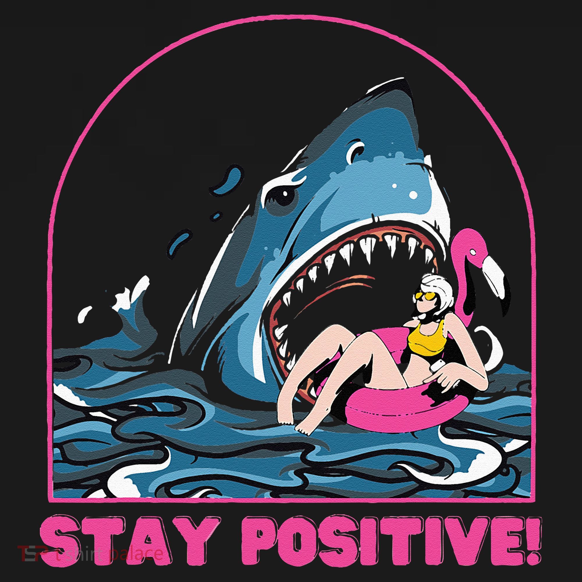 Funny Stay Positive Shark Beach Motivational Quote Toddler Hoodie
