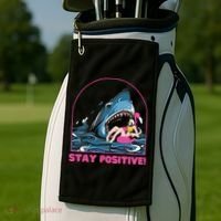 Funny Stay Positive Shark Beach Motivational Quote Golf Towel thumb 2