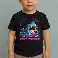 Funny Stay Positive Shark Beach Motivational Quote Toddler T-Shirt thumb 2