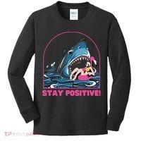 Funny Stay Positive Shark Beach Motivational Quote Kids Long Sleeve Shirt thumb 0