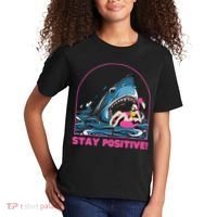 Funny Stay Positive Shark Beach Motivational Quote Kids T-Shirt thumb 2