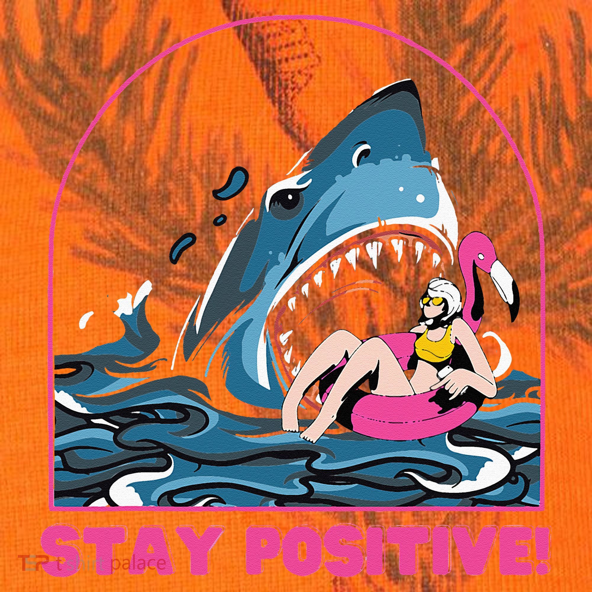 Funny Stay Positive Shark Beach Motivational Quote Kati Licensed 12" Camo Cuffed Beanie