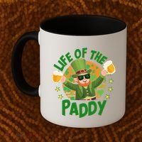 Funny St Patricks Day Life Of The Paddy Leprechaun With Beers Coffee Mug thumb 2