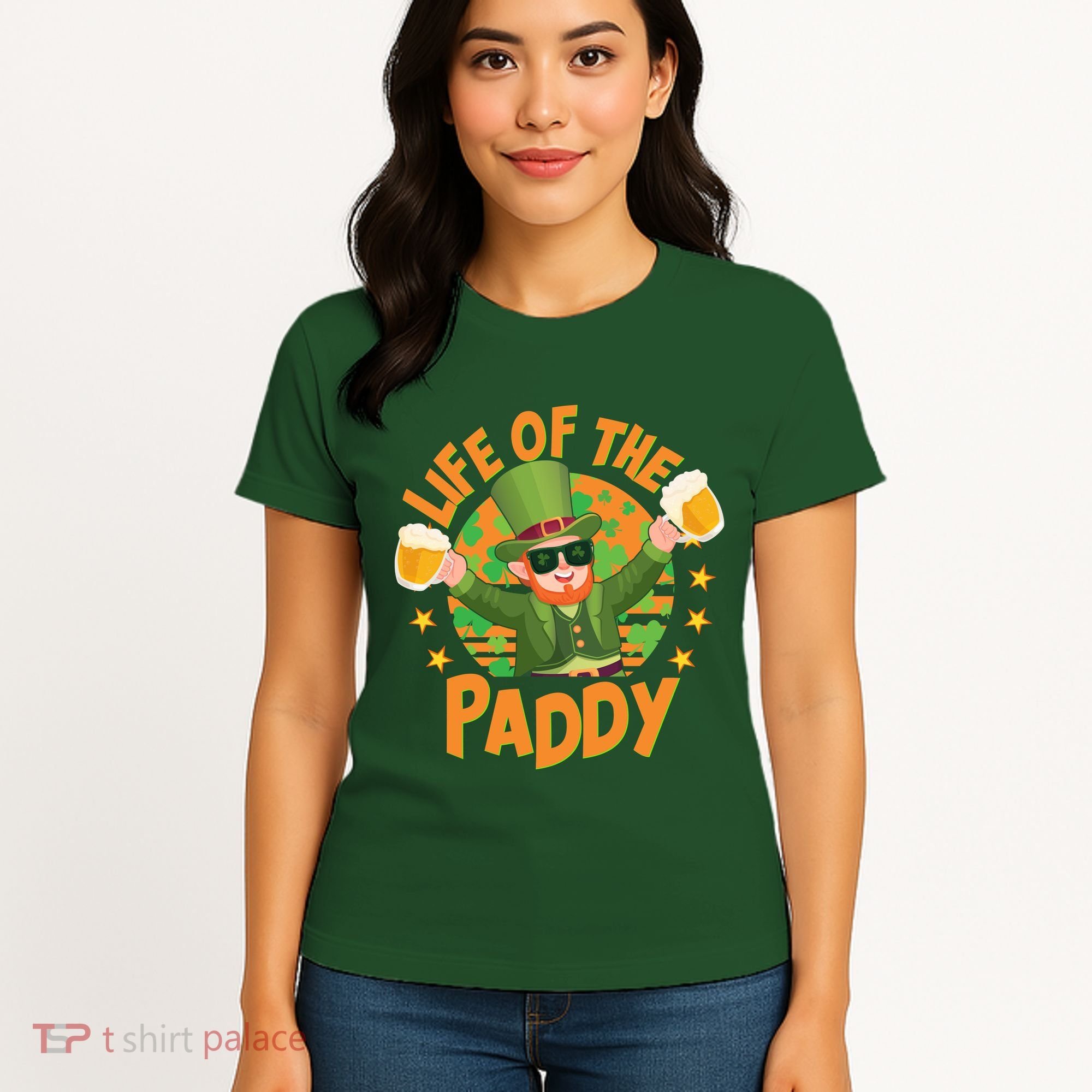 Funny St Patricks Day Life Of The Paddy Leprechaun With Beers Women's T-Shirt