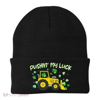 Funny St Patricks Day Pushin My Luck Bulldozer Beanie