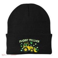 Funny St Patricks Day Pushin My Luck Bulldozer Beanie thumb 0