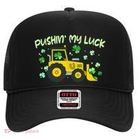 Funny St Patricks Day Pushin My Luck Bulldozer Hat thumb 0