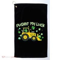 Funny St Patricks Day Pushin My Luck Bulldozer Golf Towel thumb 0