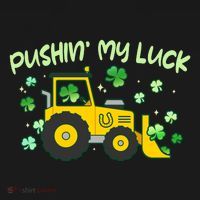 Funny St Patricks Day Pushin My Luck Bulldozer Kids Sweatshirt thumb 2