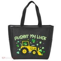 Funny St Patricks Day Pushin My Luck Bulldozer Tote Bag thumb 0