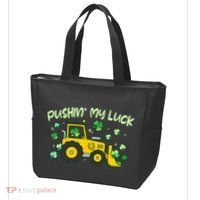 Funny St Patricks Day Pushin My Luck Bulldozer Tote Bag thumb 3