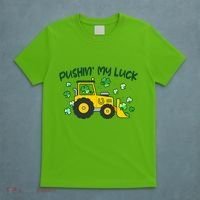 Funny St Patricks Day Pushin My Luck Bulldozer T-Shirt thumb 5