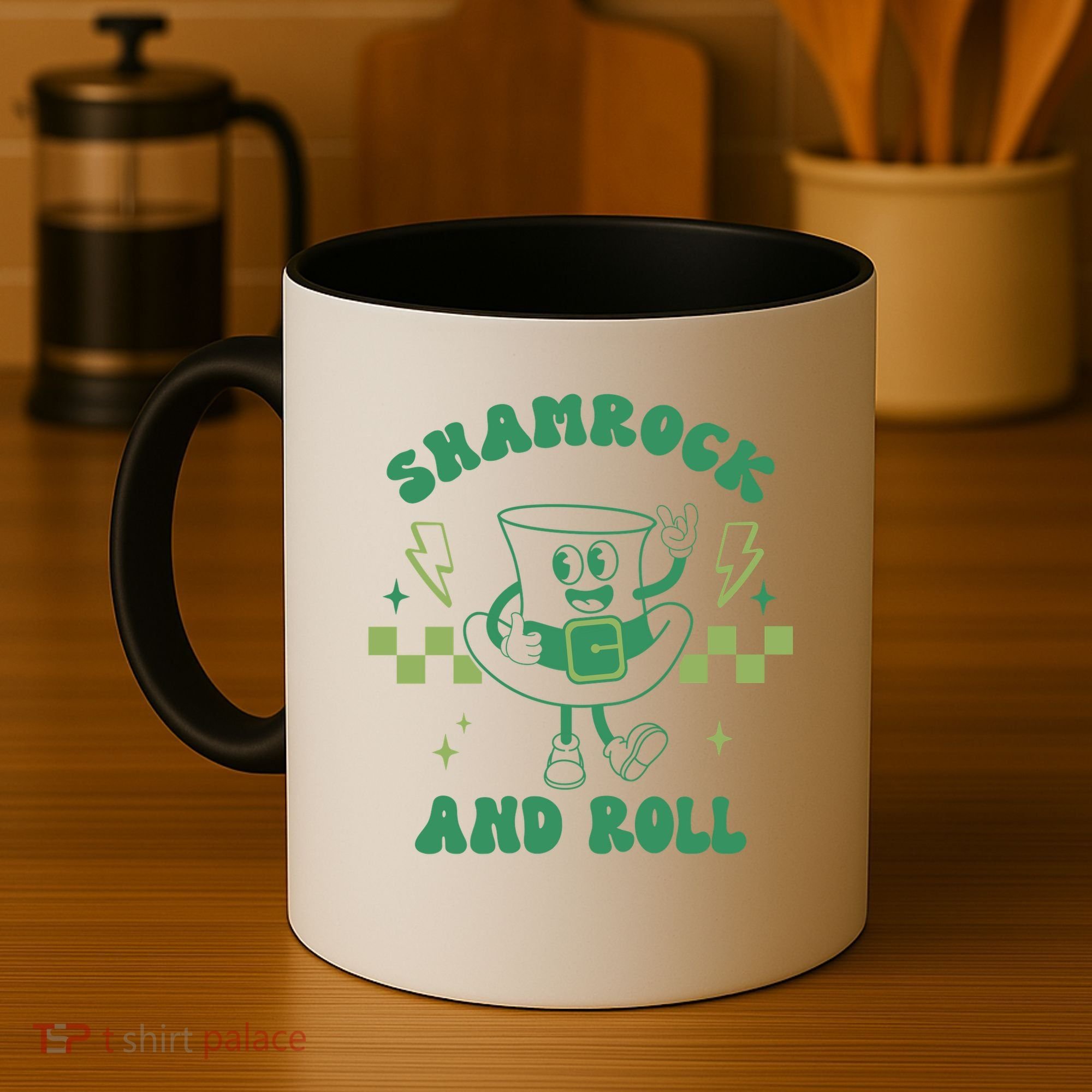 Funny St Patricks Day Shamrock and Roll Coffee Mug