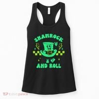 Funny St Patricks Day Shamrock and Roll Women's Tank Top thumb 0