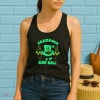 Funny St Patricks Day Shamrock and Roll Women's Tank Top thumb 2