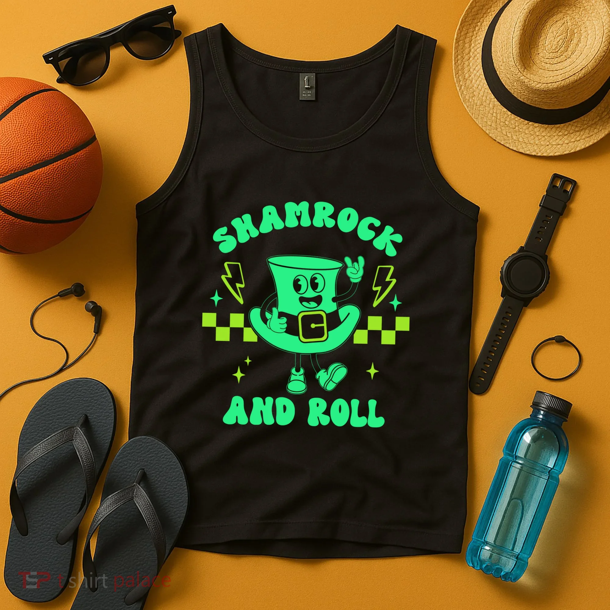 Funny St Patricks Day Shamrock and Roll Tank Top