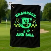 Funny St Patricks Day Shamrock and Roll Golf Towel thumb 1