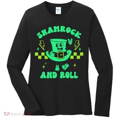 Funny St Patricks Day Shamrock and Roll Women's Long Sleeve Shirt