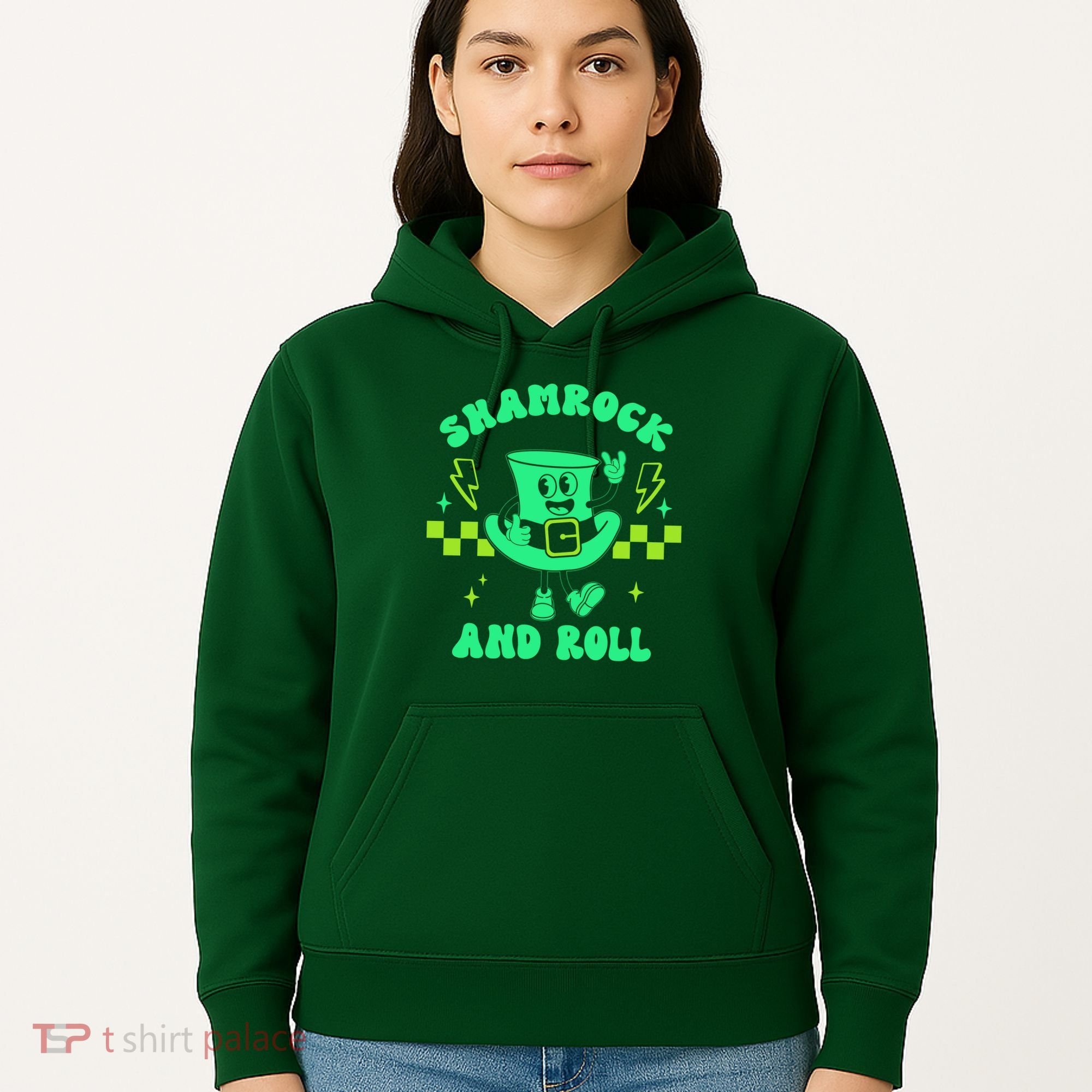 Funny St Patricks Day Shamrock and Roll Hoodie