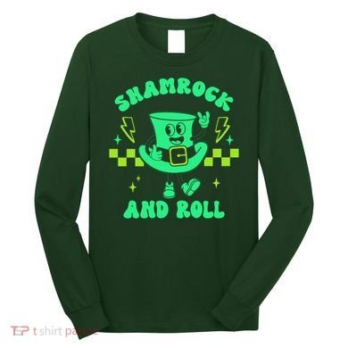 Funny St Patricks Day Shamrock and Roll Long Sleeve Shirt