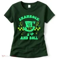 Funny St Patricks Day Shamrock and Roll Women's T-Shirt thumb 0