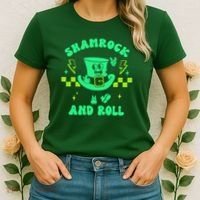 Funny St Patricks Day Shamrock and Roll Women's T-Shirt thumb 2