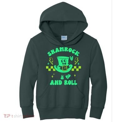 Funny St Patricks Day Shamrock and Roll Kids Hoodie