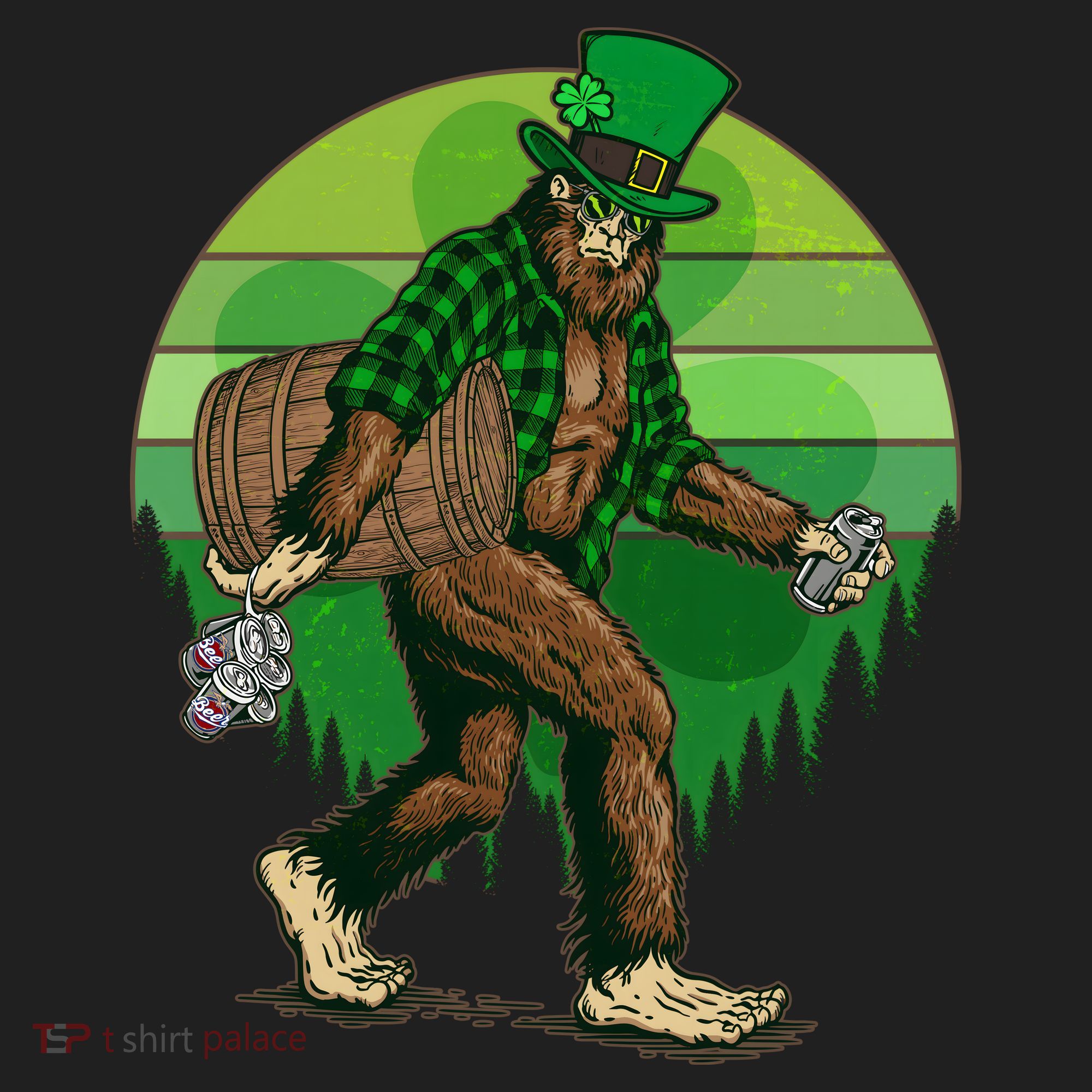 Funny St Patrick's Day Leprechaun Sasquatch With Beer Women's Sweatshirt