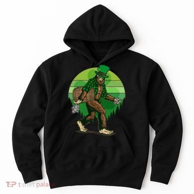 Funny St Patrick's Day Leprechaun Sasquatch With Beer Hoodie