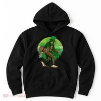 Funny St Patrick's Day Leprechaun Sasquatch With Beer Hoodie thumb 0