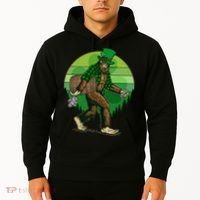 Funny St Patrick's Day Leprechaun Sasquatch With Beer Hoodie thumb 2