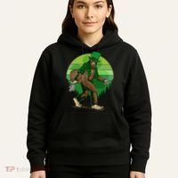 Funny St Patrick's Day Leprechaun Sasquatch With Beer Hoodie thumb 5