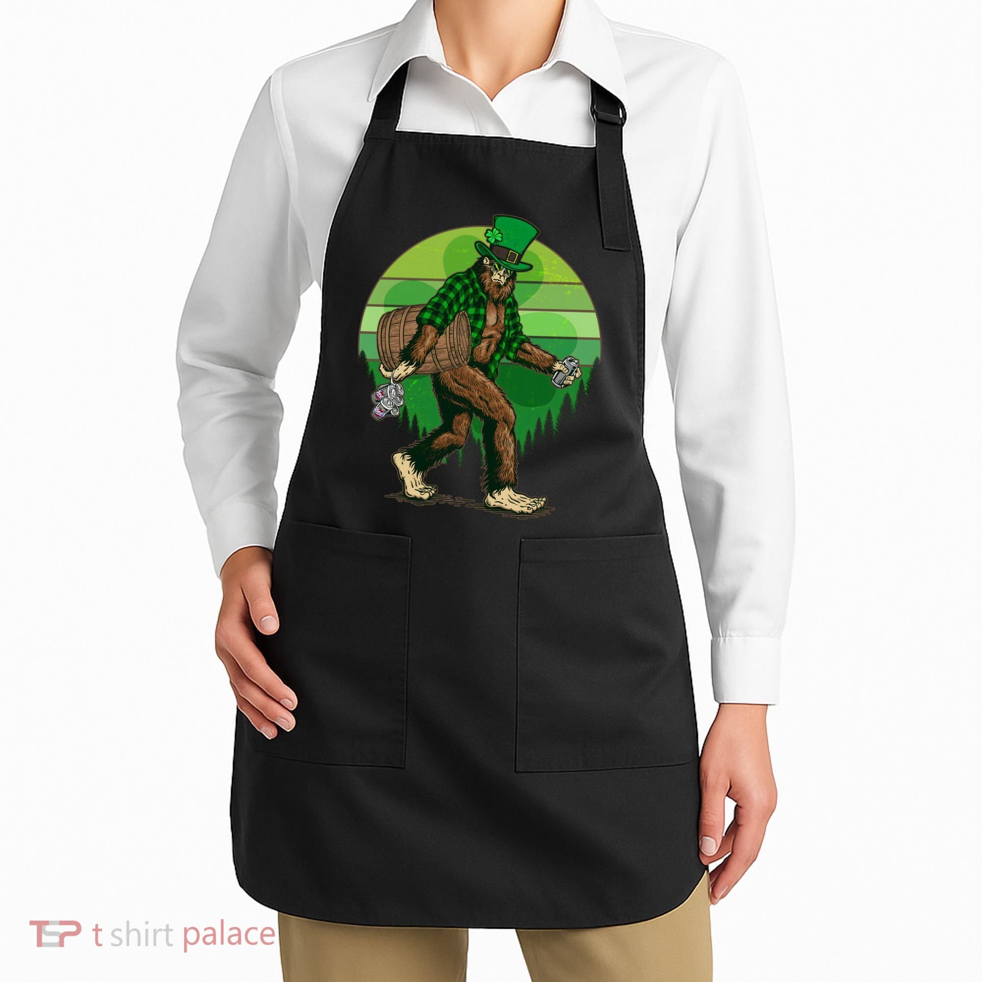 Funny St Patrick's Day Leprechaun Sasquatch With Beer Apron