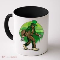 Funny St Patrick's Day Leprechaun Sasquatch With Beer Coffee Mug thumb 0