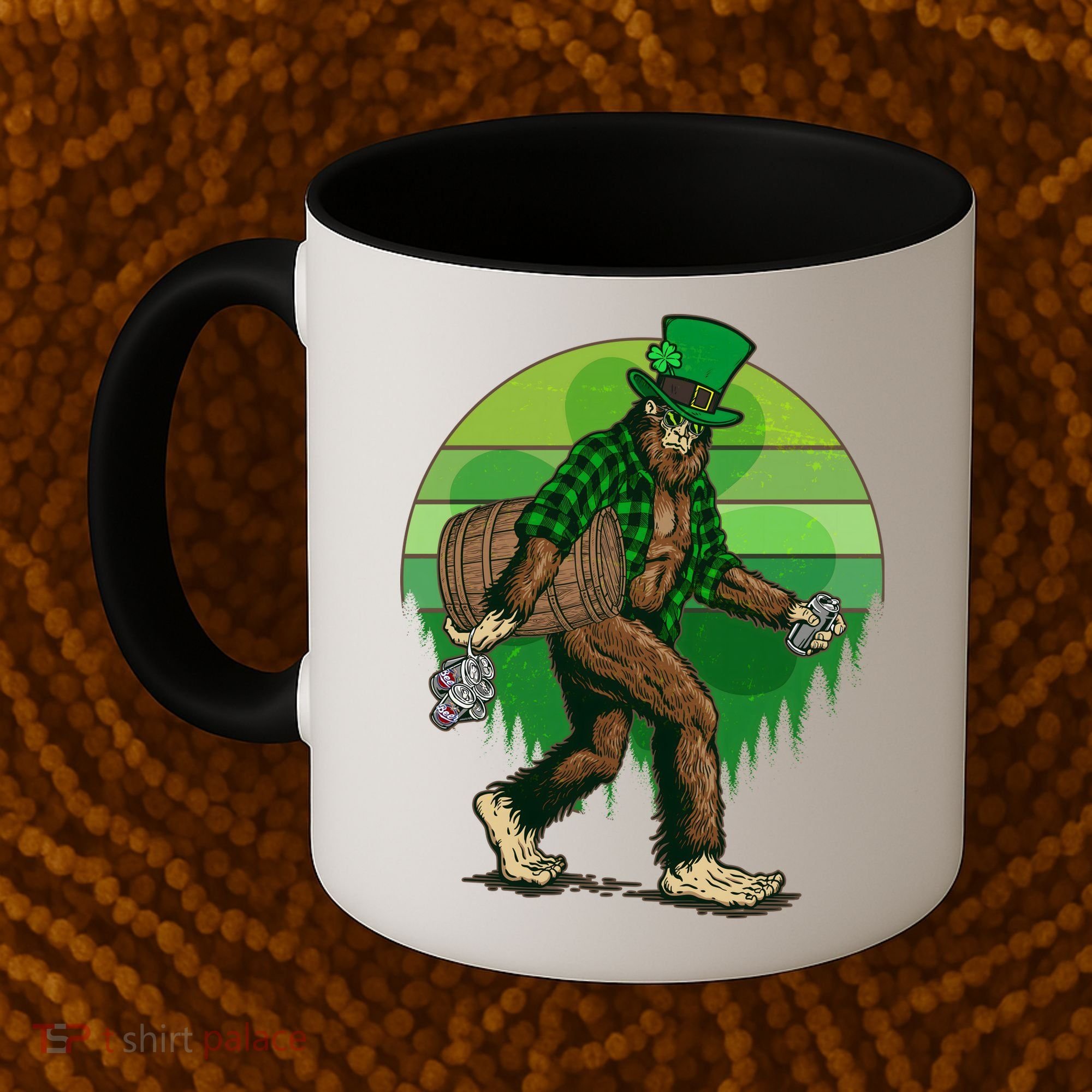 Funny St Patrick's Day Leprechaun Sasquatch With Beer Coffee Mug