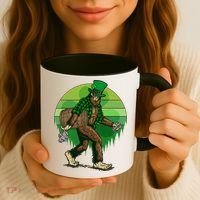 Funny St Patrick's Day Leprechaun Sasquatch With Beer Coffee Mug thumb 3