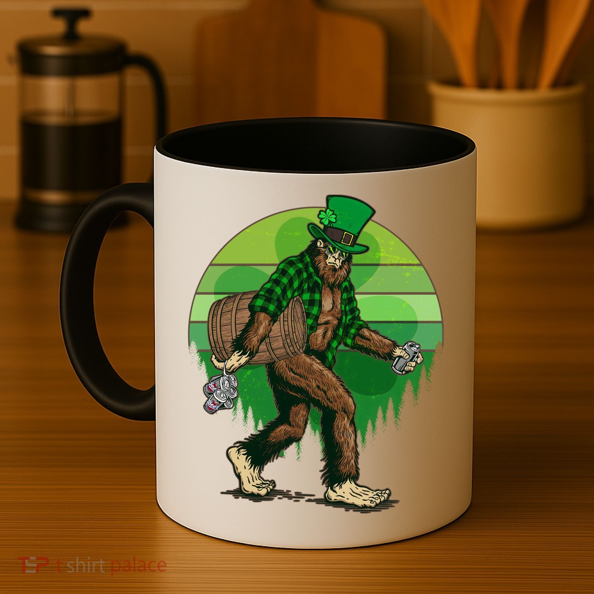 Funny St Patrick's Day Leprechaun Sasquatch With Beer Coffee Mug