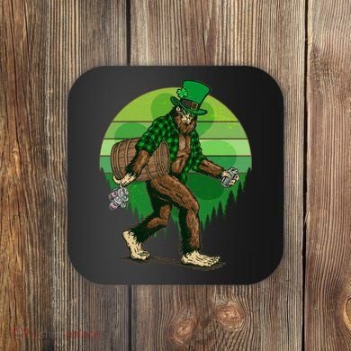 Funny St Patrick's Day Leprechaun Sasquatch With Beer Coaster