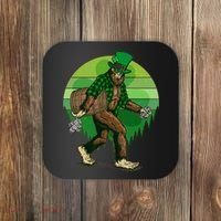 Funny St Patrick's Day Leprechaun Sasquatch With Beer Coaster thumb 0