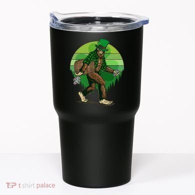 Funny St Patrick's Day Leprechaun Sasquatch With Beer Tumbler