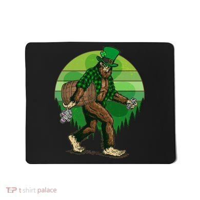 Funny St Patrick's Day Leprechaun Sasquatch With Beer Mousepad