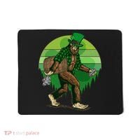 Funny St Patrick's Day Leprechaun Sasquatch With Beer Mousepad thumb 0