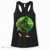 Funny St Patrick's Day Leprechaun Sasquatch With Beer Women's Tank Top thumb 0