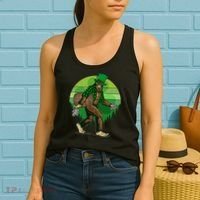 Funny St Patrick's Day Leprechaun Sasquatch With Beer Women's Tank Top thumb 2