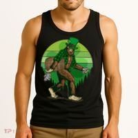 Funny St Patrick's Day Leprechaun Sasquatch With Beer Tank Top thumb 3