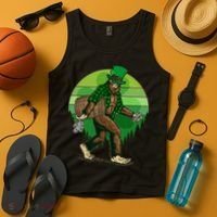 Funny St Patrick's Day Leprechaun Sasquatch With Beer Tank Top thumb 4