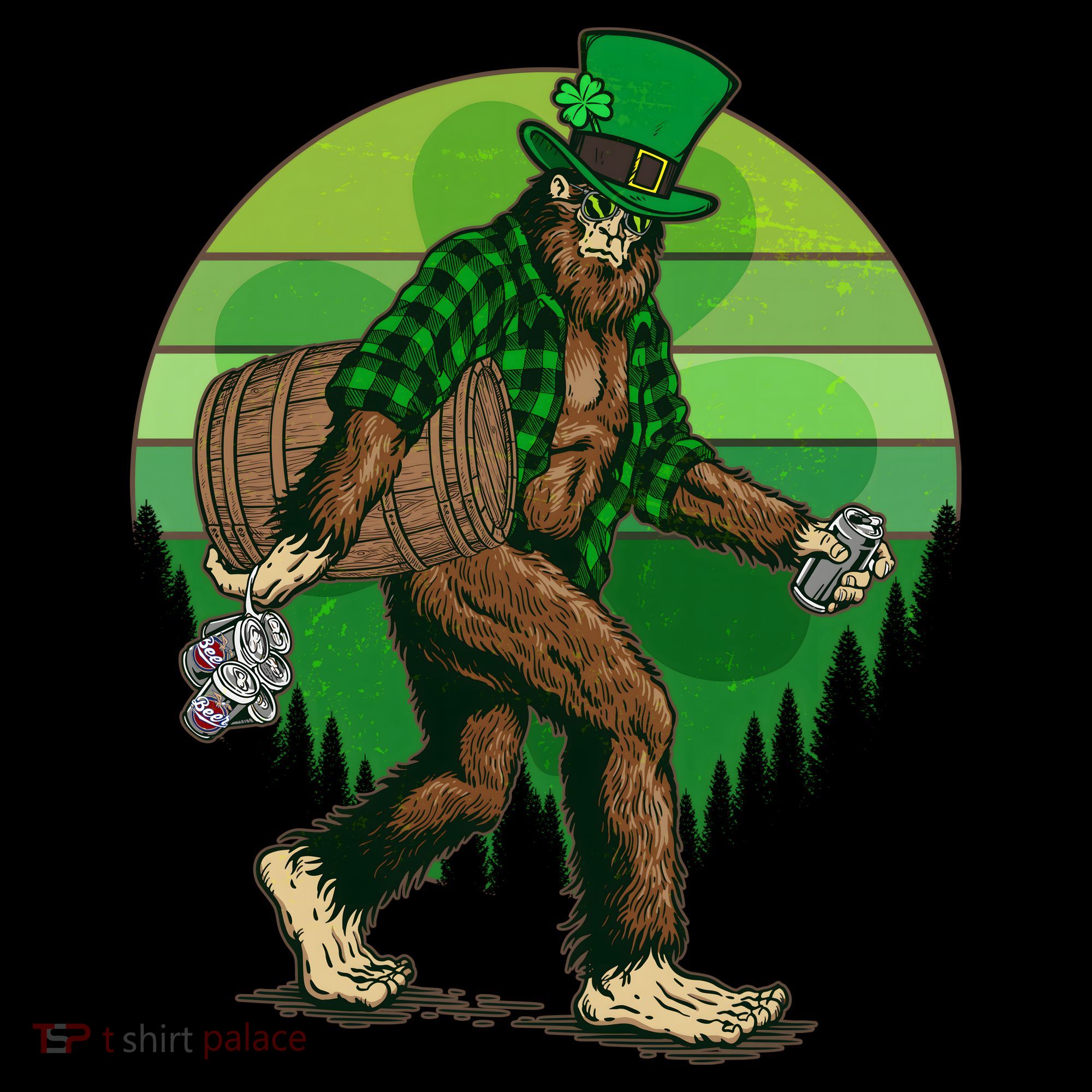 Funny St Patrick's Day Leprechaun Sasquatch With Beer Tank Top