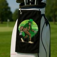 Funny St Patrick's Day Leprechaun Sasquatch With Beer Golf Towel thumb 2